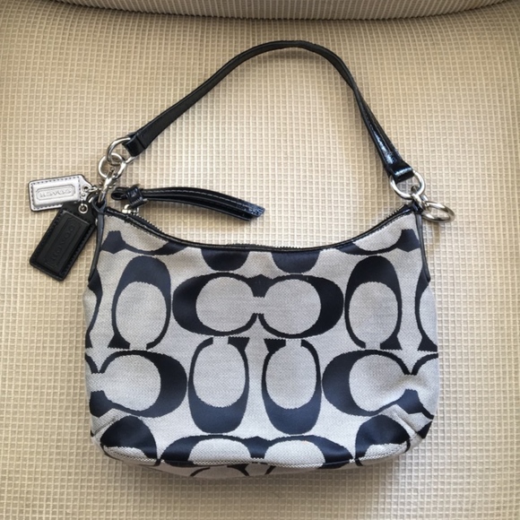 Coach Black & Grey Signature Stripe Demi Handbag - Picture 3 of 8